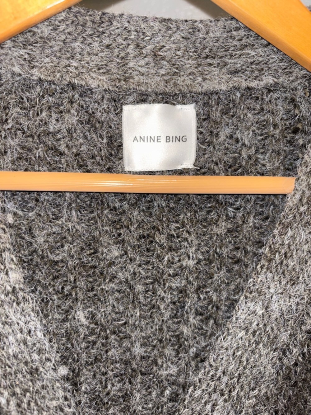 Anine Bing Charcoal Gray Textured V-Neck Cardigan - Picture 7 of 8